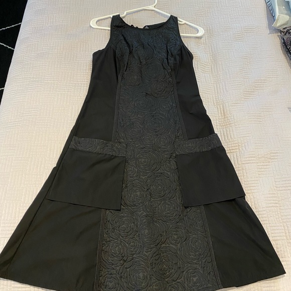 Black Rose embossed if (Individually Fashioned) Toronto designer A-line dress - Picture 3 of 11